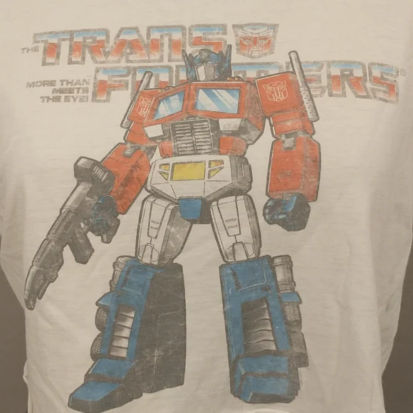 Vintage Transformers T Shirt Cut Off to Crop Soft & Worn Graphic Tee 2007 Robot - Picture 2 of 11